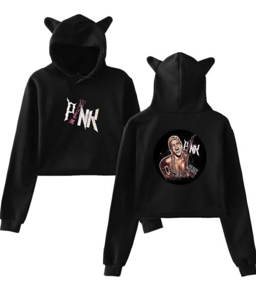 Pink Cropped Hoodie #4