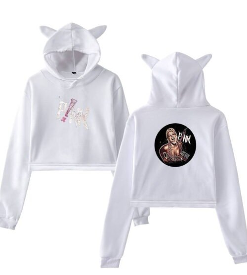 Pink Cropped Hoodie #4