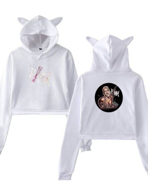 Pink Cropped Hoodie #4